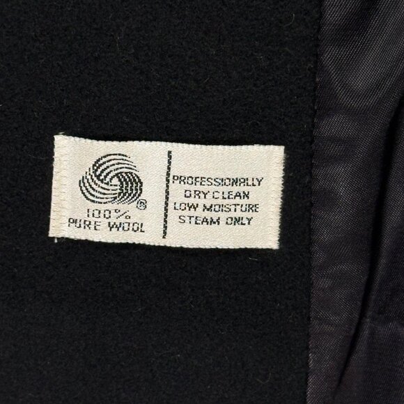 Vintage Anne Klein II Wool Coat Black Button Front Mid Length Chest Size 46" - Picture 13 of 13